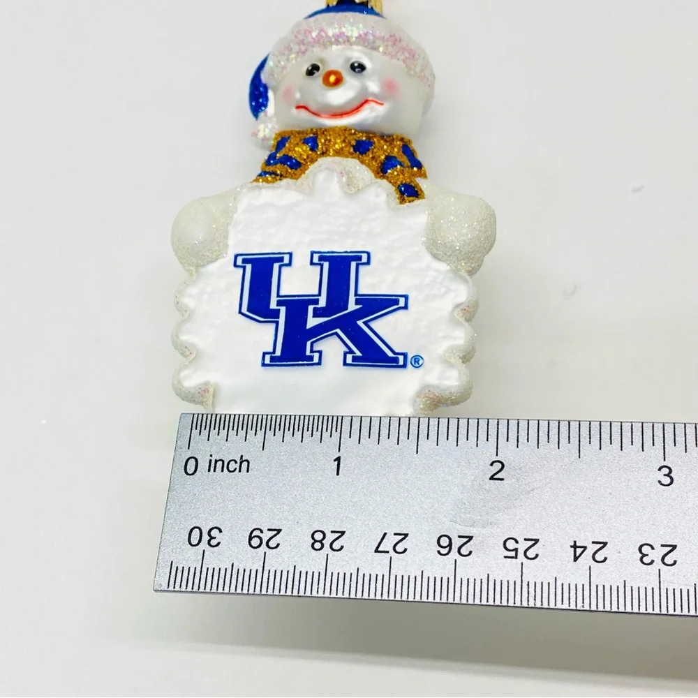 UK University of Kentucky Snowman Glass Christmas Tree Ornament Wildcats READ